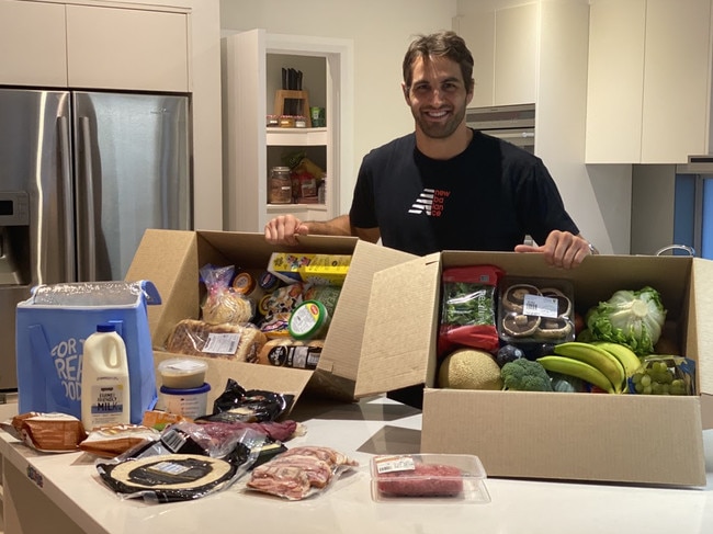 Josh Kennedy, co-captain of the Sydney Swans, was among the first to try the Harris Farm Express delivery box. Picture: Supplied