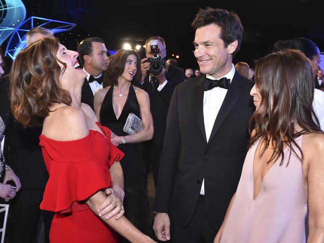 Molly Shannon, from left, Jason Bateman and Amanda Anka attend the 24th annual Screen Actors Guild Awards. Picture: AP