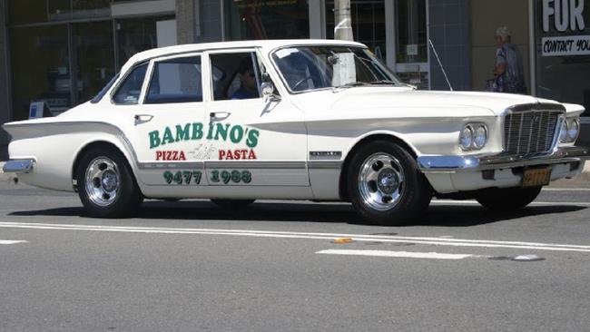 Bambino's Pizza &amp; Pasta at Hornsby — voted Best Pizza place in and around Hornsby by readers of the <span id="U80967112711VJG" style="font-weight:normal;font-style:italic;">Hornsby Advocate </span>— is known locally for using this classic 1960s Valiant as a delivery car. Picture: Supplied