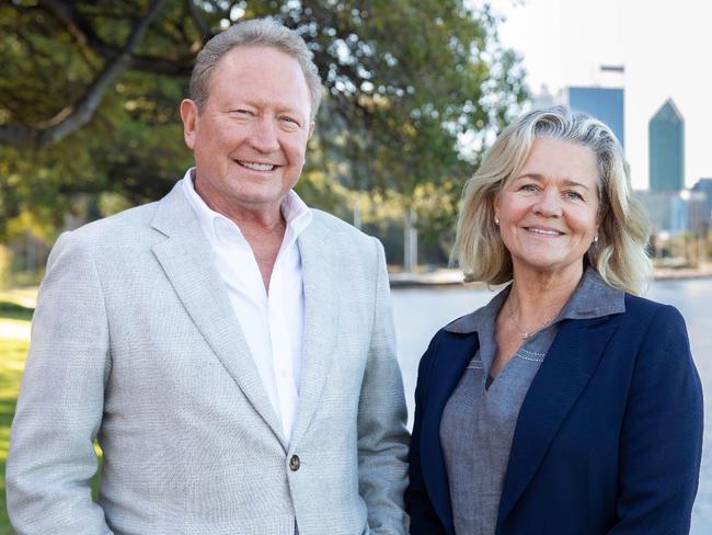 Andrew 'Twiggy' Forrest and Nicola Forrest from late June supplied by their office.