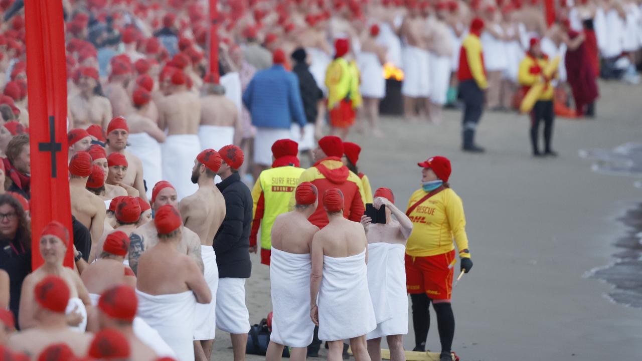 Dark Mofo Nude Solstice Swim 2024 at Long Beach Sandy Bay. Picture: Nikki Davis-Jones