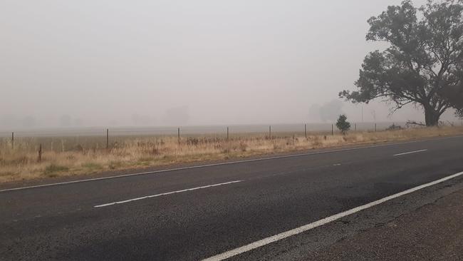 Smoke near Rutherglen was “thick” on Monday. Picture: Facebook