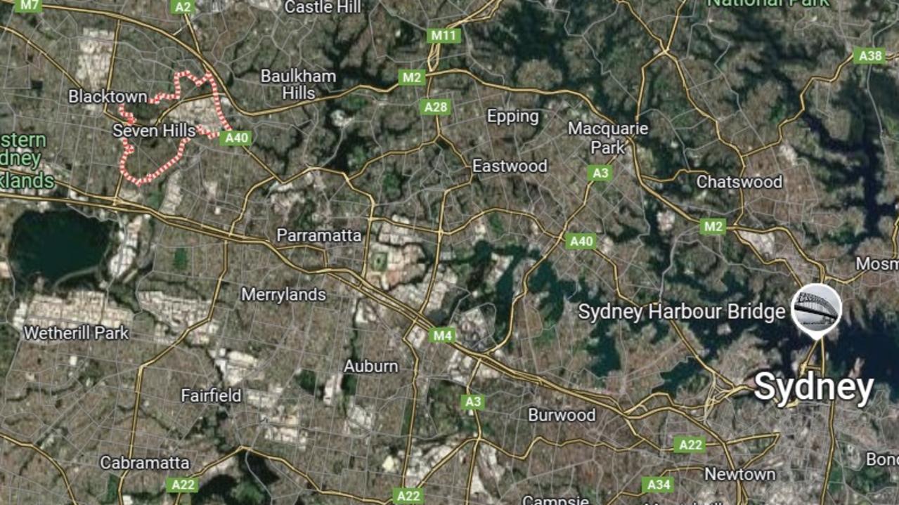 The location of Seven Hills in Sydney. Picture: Google Maps