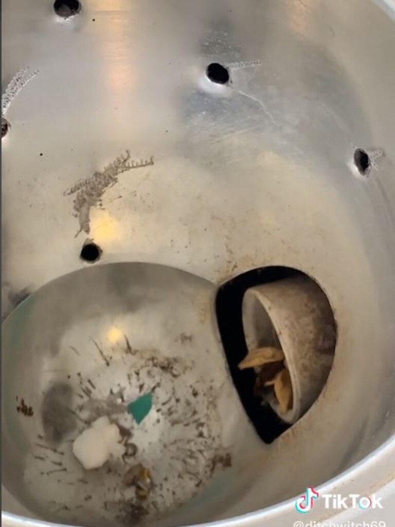 Beth also showed off a nearby hole with some rubbish in it. Picture: ditchwitch/TikTok