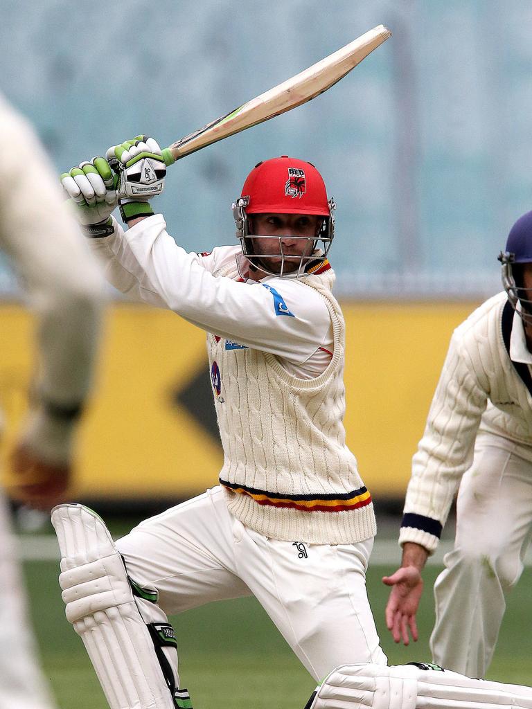 Phillip Hughes batting for South Australia. Picture: Wayne Ludbey.