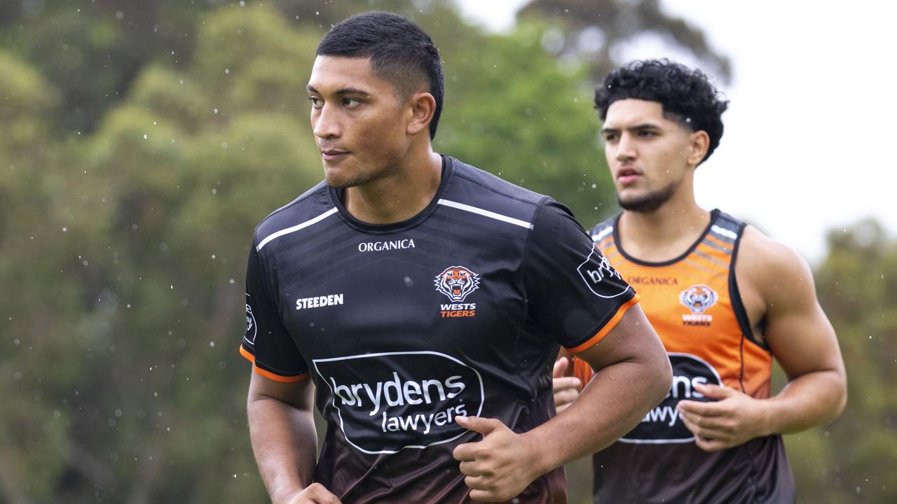 Bolter: Rookie Iverson Fuatimau has been training inside Nofoaluma during the summer. Photo: Wests Tigers