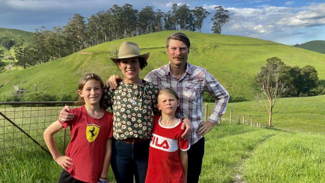 Huxley, Rebeka, Rohan and Martin at Glendalough Farm, near Ferndale in South Gippsland. Picture: Supplied