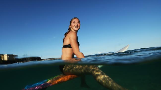 Pictured is surfer Hannah Chadwick at Freshwater Beach today. Picture: Tim Hunter.