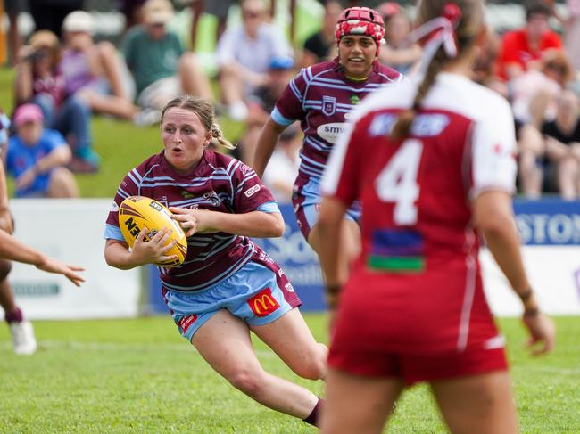 Rockhampton Brothers Alenna Whipp, pictured playing for the CQ Capras, is among the leading try and point scorers in the senior women’s competition.