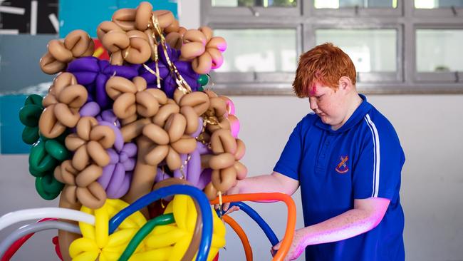 The Sydney Opera House staged a creative takeover at Liverpool Boys High School. Picture: Daniel Boud