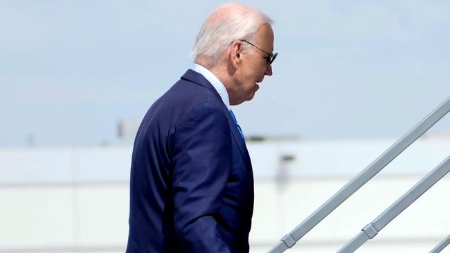 Joe Biden boards Air Force One as he departs in Las Vegas. Picture: AFP