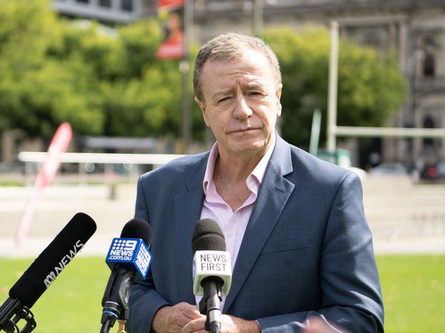 Executive General Manager of Elite Football NRL Graham Annesley speaks to media at the NRL State of Origin launch Victoria Square, Tarntanyangga, Kaurna Yarta. Tuesday, March 28, 2023. (The Advertiser/ Morgan Sette)