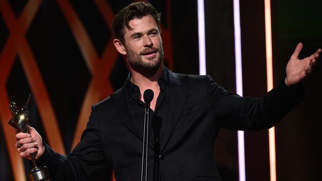 Chris Hemsworth speaks as he accepts the AACTA Trailblazer Award during the 2022 AACTA Awards (Photo by James Gourley/Getty Images for AFI)