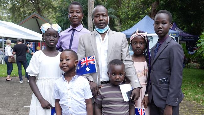 Moses Maliet with his family. Picture: Chris Knight.