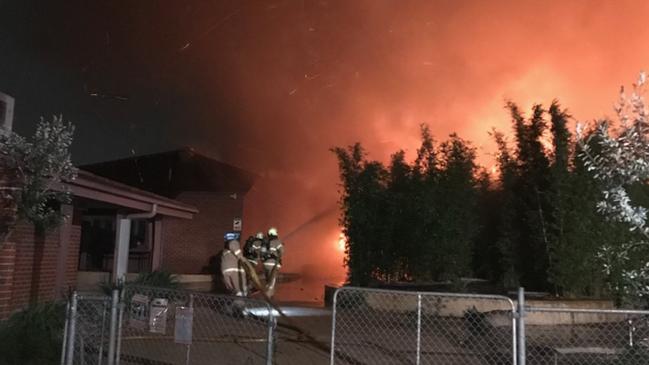 Firefighters battling the blaze at the primary school. Picture: Supplied