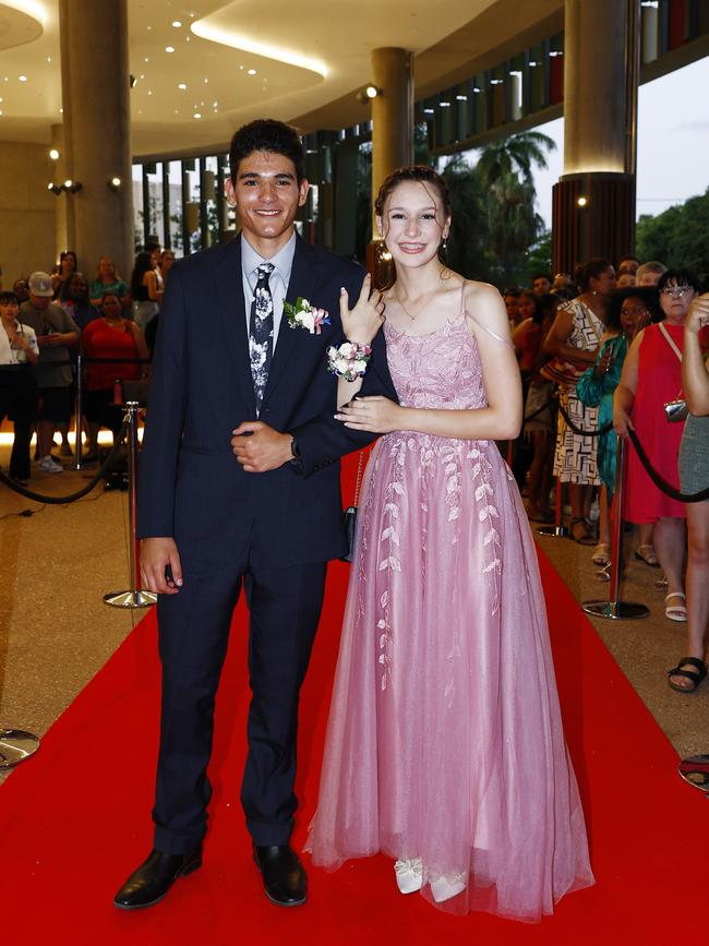Blake Frangos and Anastasia Addicoat-White at the Trinity Bay High School formal evening, held at the Cairns Convention Centre. Picture: Brendan Radke