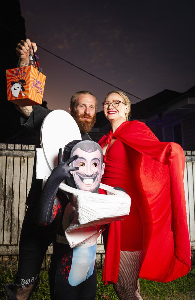 Guy Draper and Shannon Ward with Adaline on Halloween, Thursday, October 31, 2024. Picture: Kevin Farmer