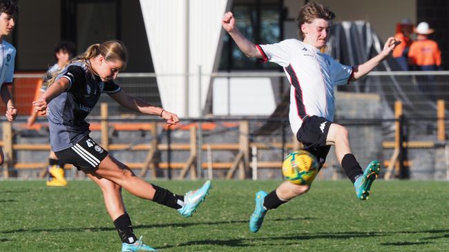 Shelby McMahon in action for the Gold Coast Knights NPL under-15 boys team in 2023. Photo: Supplied