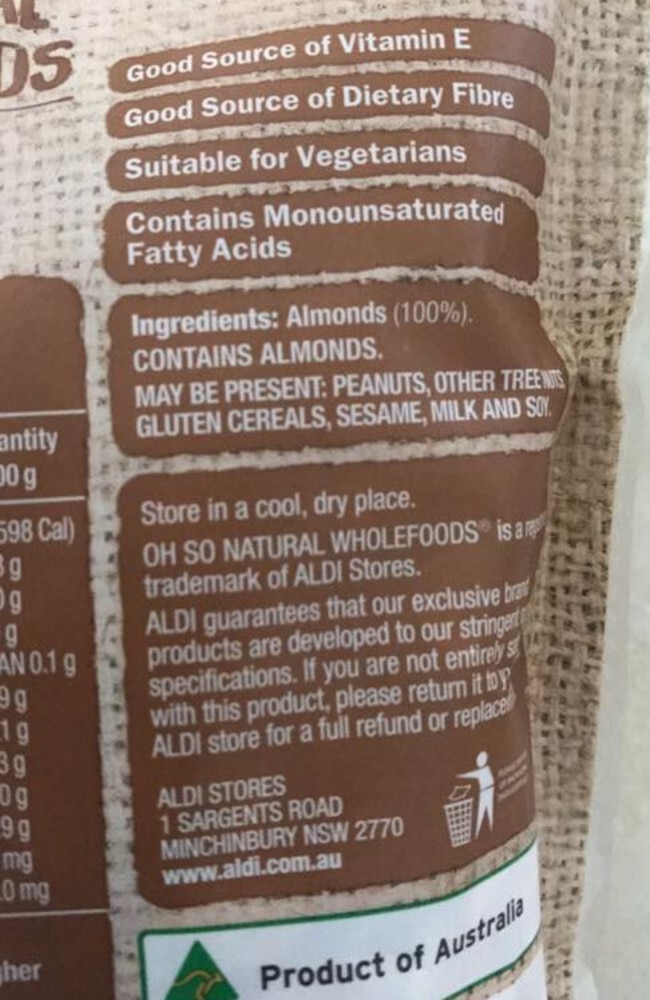 The packet stated that it should have contained almonds. Picture: Facebook