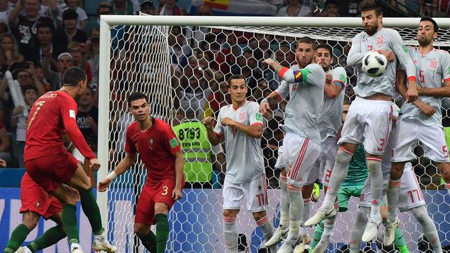 Cristiano Ronaldo curls in his delightful third goal.