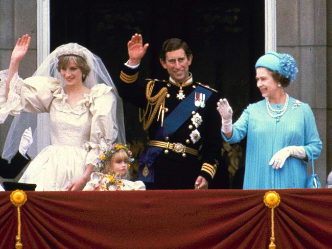 Prince Charles and his bride Diana, Princess of Wales, and his parents, Queen Elizabeth II and Prince Phillip, wave from the balcony of Buckingham Palace in London after their marriage at St. Paul’s Catheral. July 29, 1981 Picture: AP