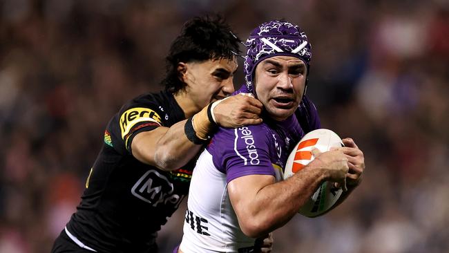 Casey McLean (left) has learnt a lot from his first season in the NRL as he prepares to make the left centre spot his own for Penrith. Picture: Brendon Thorne/Getty Images