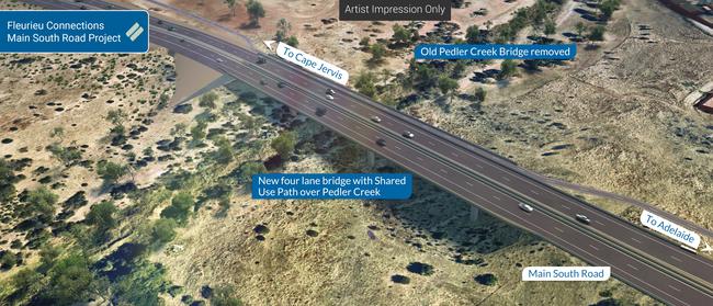 Arist impression of the Main South Rd / Victor Harbor Rd duplication projects – this is Pedler Creek Bridge. Picture: Supplied