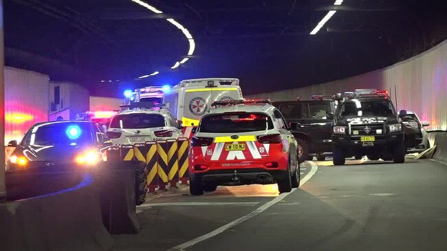 A man is in custody after a pursuit ending in the M5 East Tunnel, near the Princes Highway. Picture: TNV