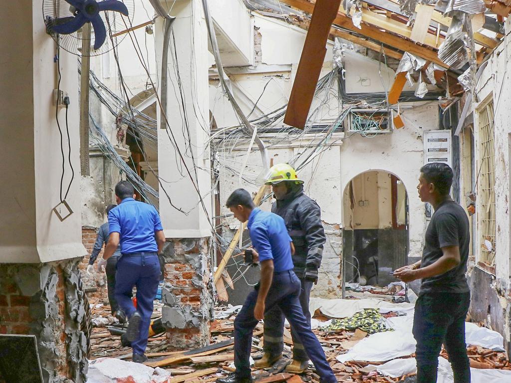 An inside view of the St. Anthony's Shrine after it was hit by an explosion. Picture: Getty Images