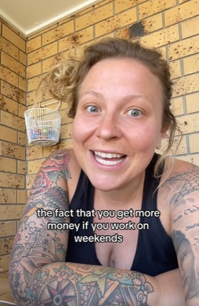 US expat Eli Winters shared a TikTok explaining how surprised she was to find how ‘liveable’ the Australian minimum wage is – compared to the US. Picture: TikTok/Eli Winters