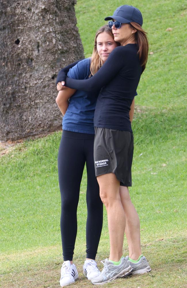 Accompanied by her daughter Princess Josephine, the royals were seen sharing a hug during their walk. Picture: Matrix