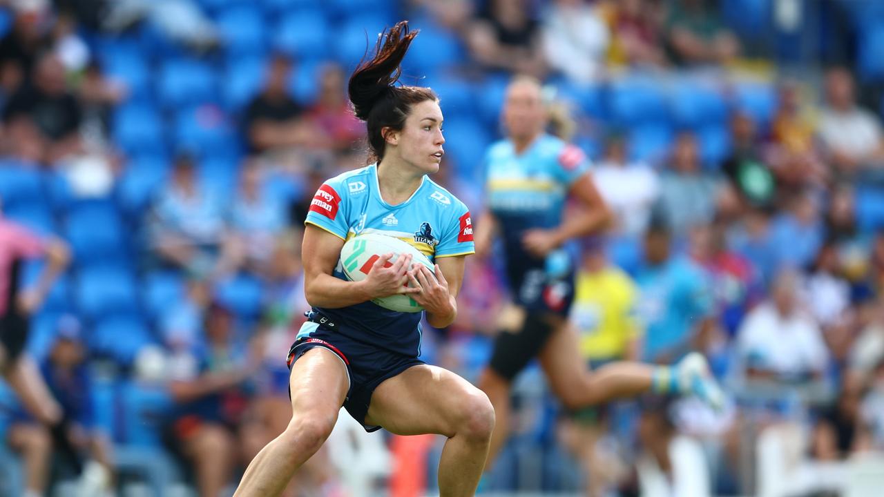 Georgia Sim (pictured in action for Gold Coast Titans in the NRLW) has been a standout for Souths in the TRLW this season. Picture: Getty Images
