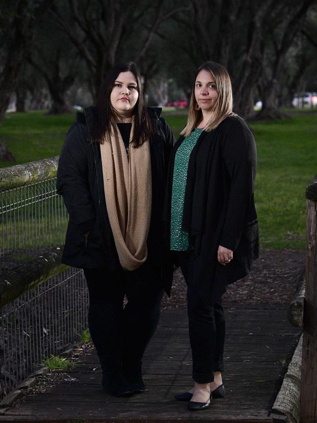 YWCA's Meaghan King and Jemma Taylor Cross in Rymill Park. Picture: Bianca De Marchi