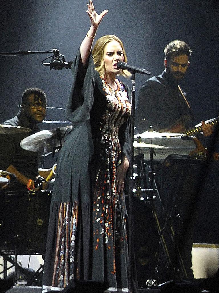 Adele performing in the dress at Glasto 2016. Picture: AFP