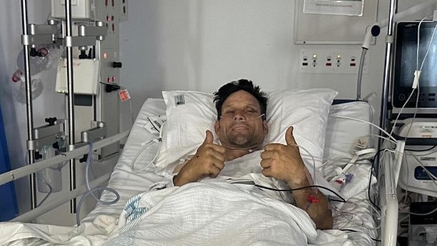 Shane Rose in hospital after a horror fall broke 5 of the 6 bones in his pelvis. Picture: Instagram