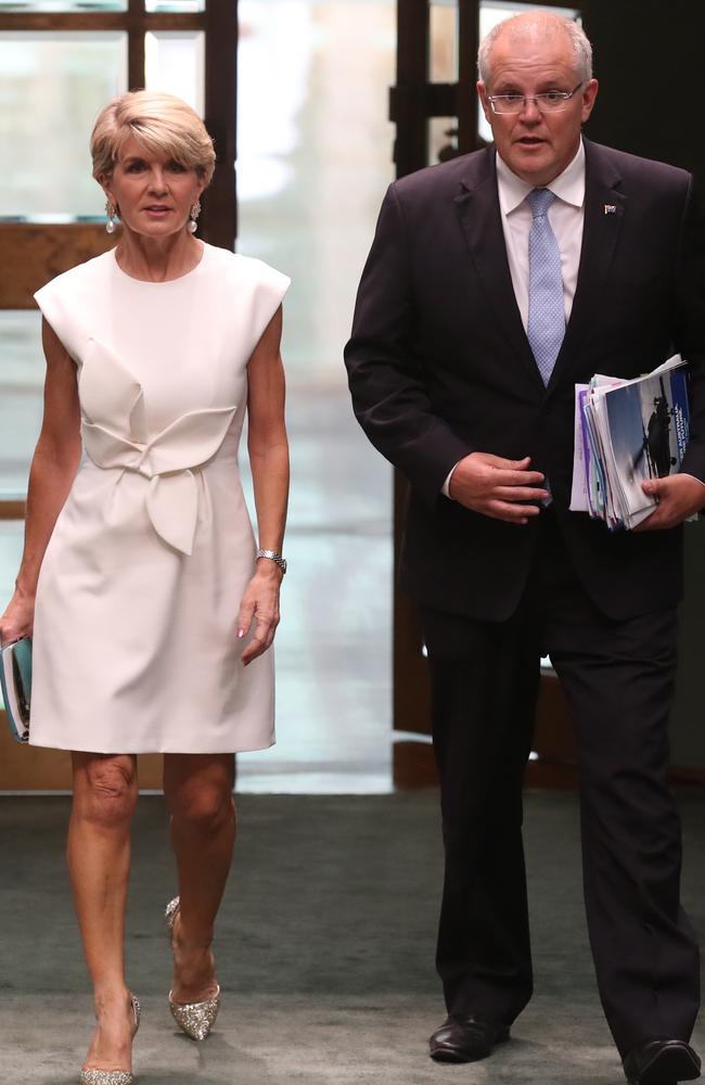 Scott Morrison paid tribute to Julie Bishop and her shoes. Picture: Kym Smith