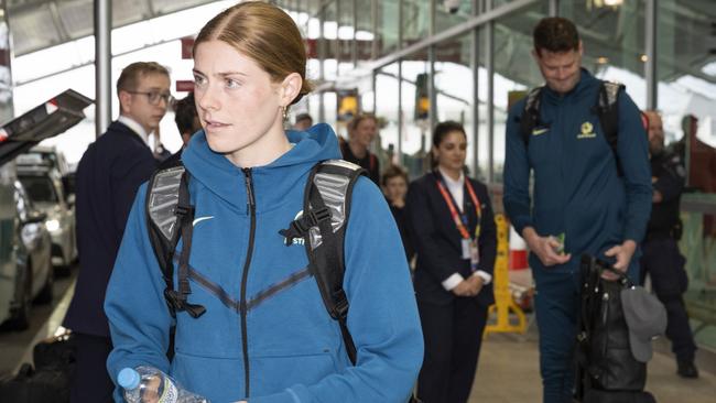 Penalty hero Cortnee Vine on return to Sydney after the Matildas’ win in Brisbane. Picture: NCA NewsWIRE/ Monique Harmer