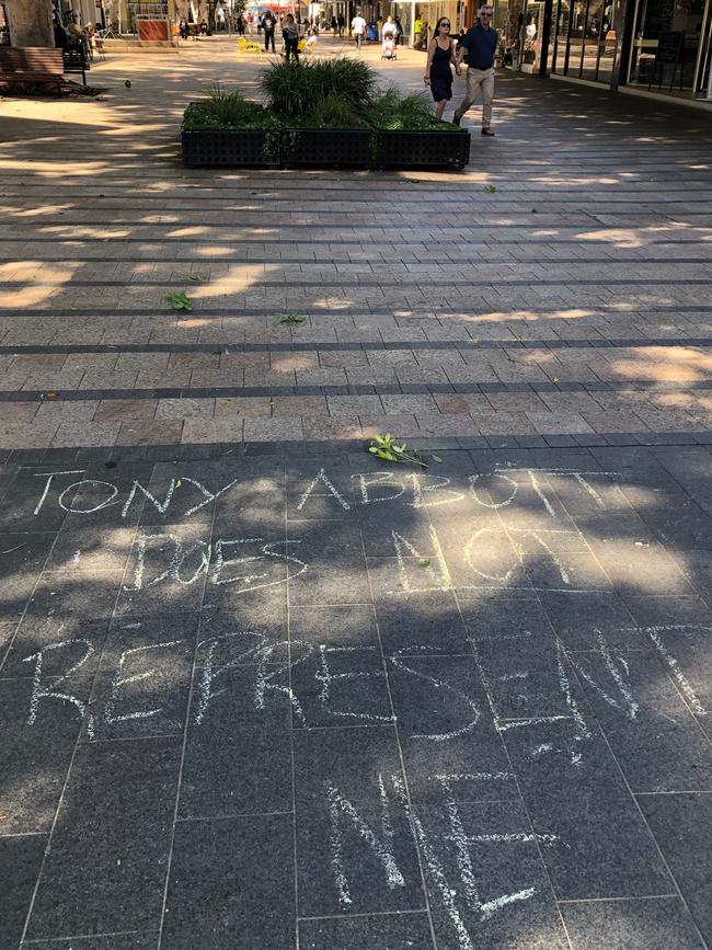 Someone has made their feelings known about Tony Abbott in front of his electoral office.