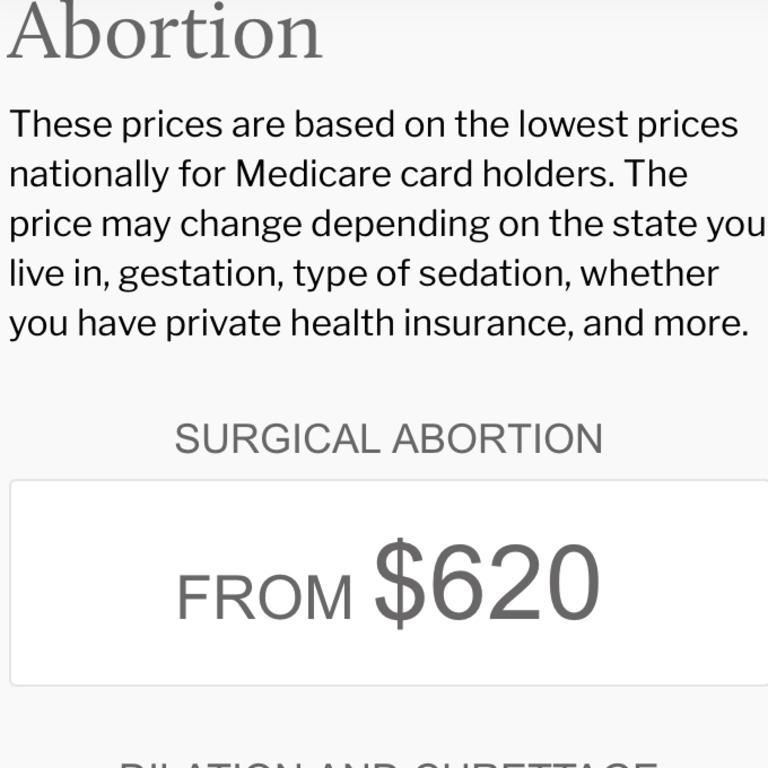 One of the largest providers is Marie Stopes where the cost of an abortion in the first trimester starts at $620. Picture: Marie Stopes