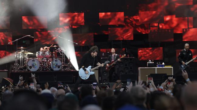 Foo Fighters live at Coopers Stadium on Saturday night. Picture: Emma Brasier