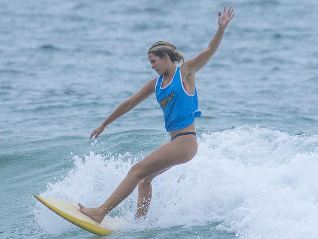 Early Saturday heats of The Burleigh Heads Boardriders Single Fin Festival. Picture: Glenn Campbell