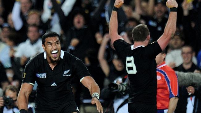 Jerome Kaino celebrates after the All Blacks’ World Cup final win in 2011.