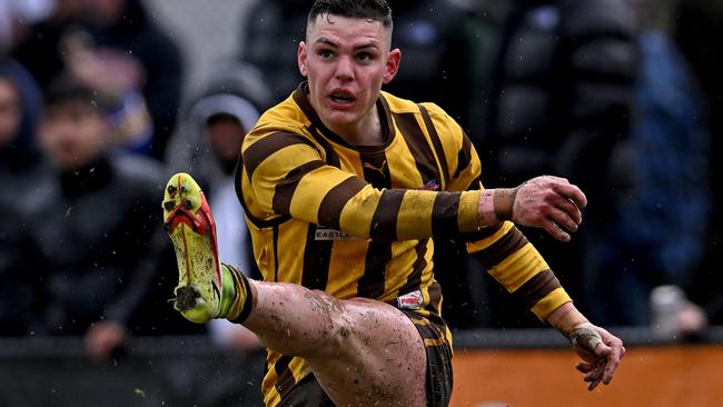 RowvilleÃs Ali Zijai the EFL Premier Division Grand Final between Rowville and Noble Park in Melbourne, Saturday, Sept. 17, 2022. Picture: Andy Brownbill