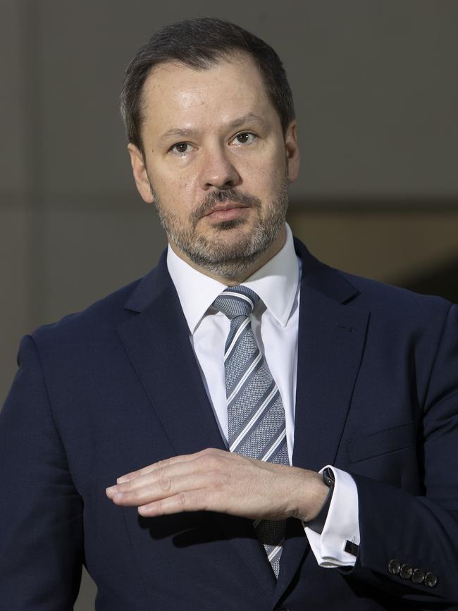 Ed Husic during a press conference in Parliament House Canberra. Picture: NCA NewsWire / Gary Ramage