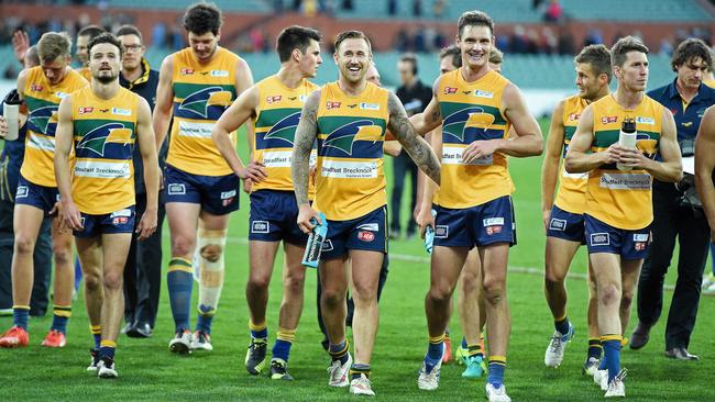 Eagles were all smiles after their second semi-final at Adelaide Oval.