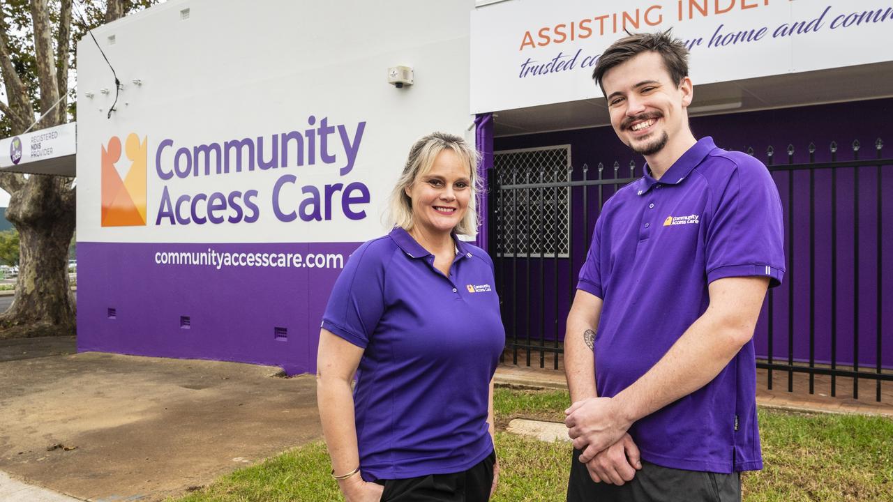 Julie McCracken and Adam Thompson outside the new Community Access Care hub in Ruthven St, Sunday, May 1, 2022. Picture: Kevin Farmer