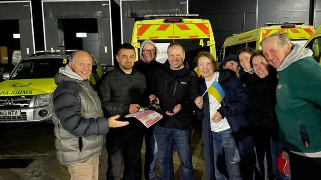 Chris Leptos (Left), who is delivering an ambulance to the people of Ukraine in Lviv.