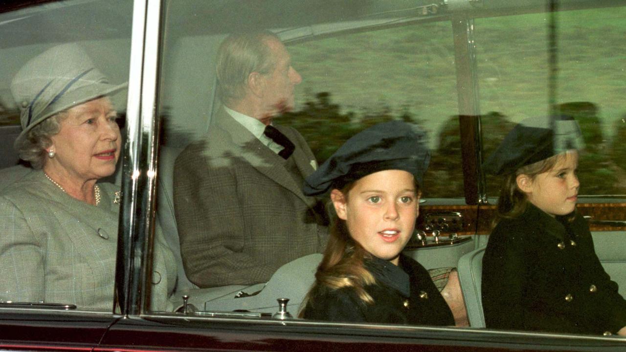 The Queen and Duke of Edinburgh with their grandchildren Princess Beatrice and Princess Eugenie. Picture: Getty Images