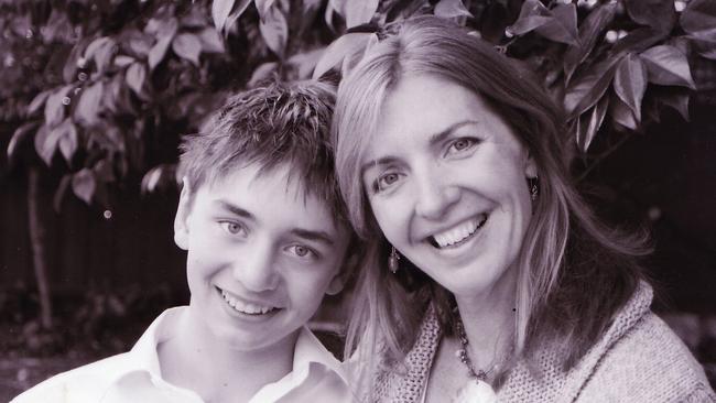 Liz Dawes with son Connor, whose death from brain cancer at age 18 in 2013 led to the establishment of a foundation that is part-funding the research.