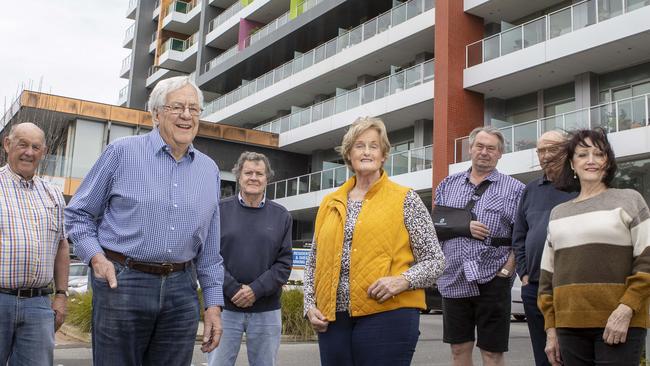 Residents of Air Apartments, in Eastwood, have concerns about flammable cladding on the Apartment building. Picture: NCA NewsWire / Kelly Barnes